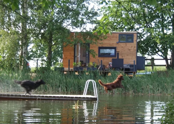 Holiday home Tinyhousebeidresden In Absoluter Alleinlage Direkt Am Naturteich Grosse Terrasse Grill Und Kaminofen Juni - September Mindestmietzeit 1 Woche Sa- Sa Grossharthau